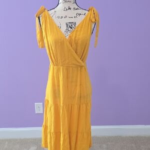 Yellow Sleeveless Wrap Dress